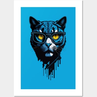 Hipster cat with glasses || Posters and Art